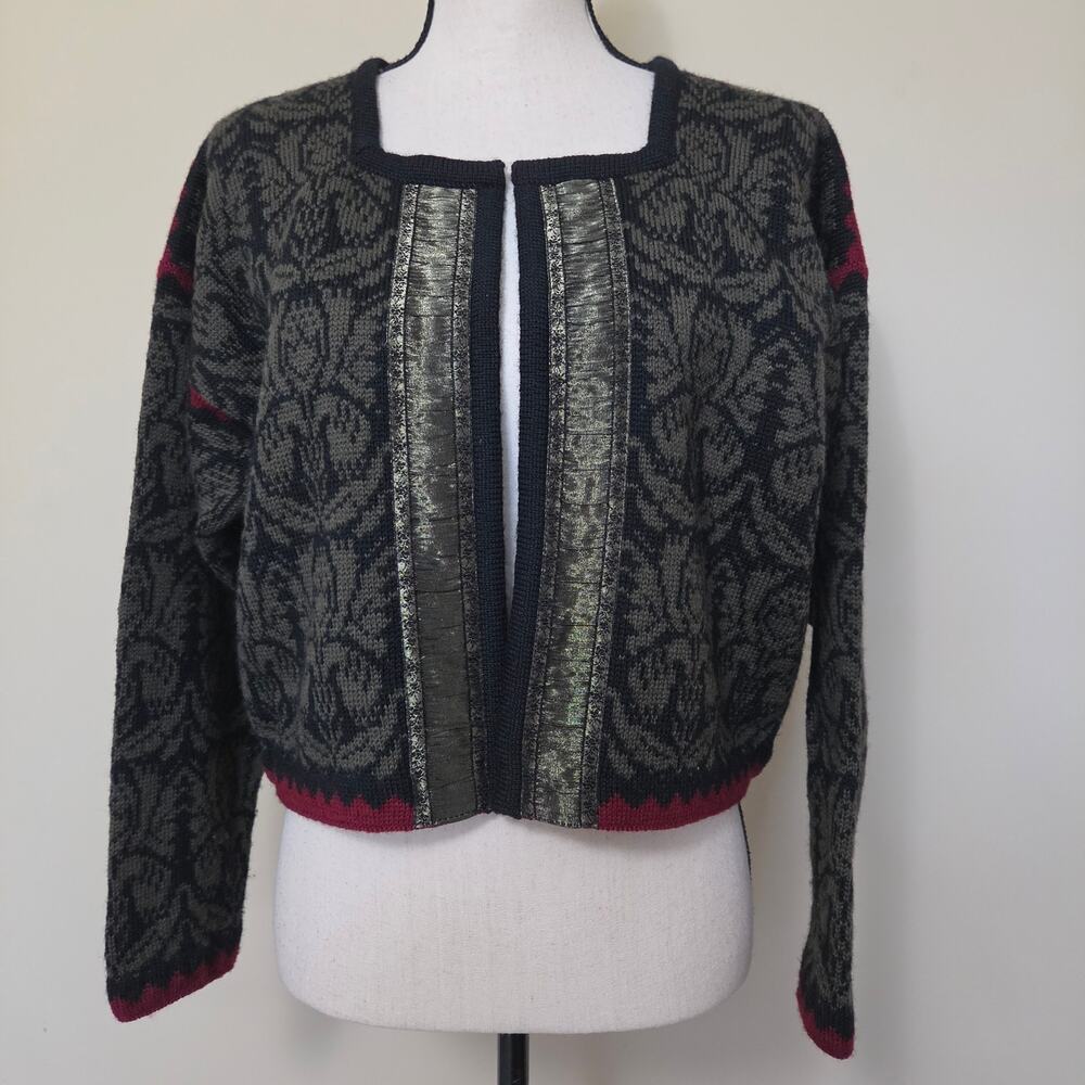 Oleana The Norwegian Story M Wool Cropped Bolero Nordic Cardigan Sweater